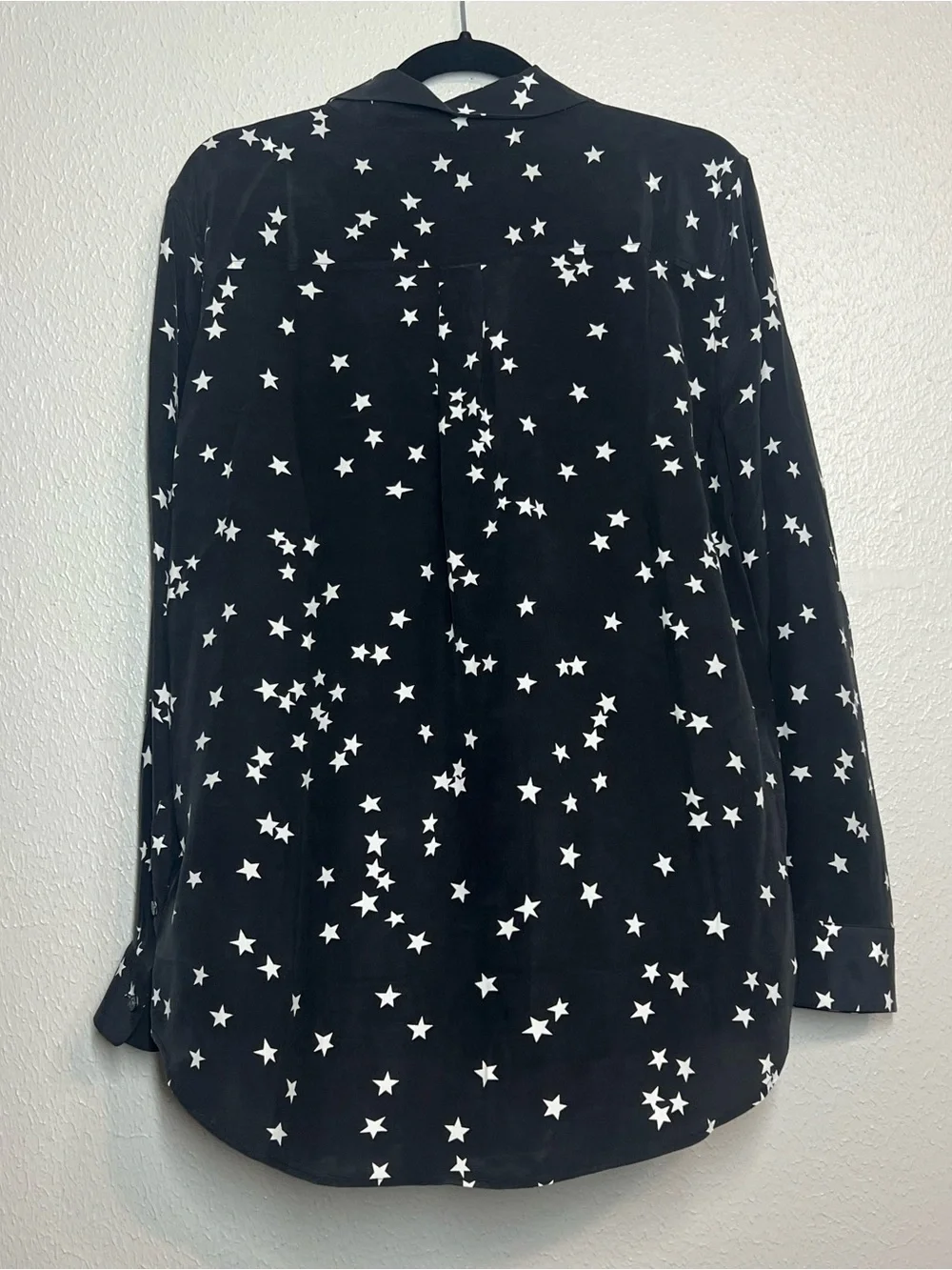 NWT Equipment Slim Signature Silk Shirt Bl White Star Print Size XL